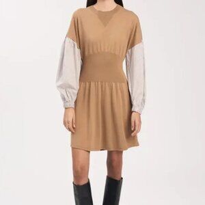 Derek Lam 10 Crosby Lainey Mixed Media Sweater Dress